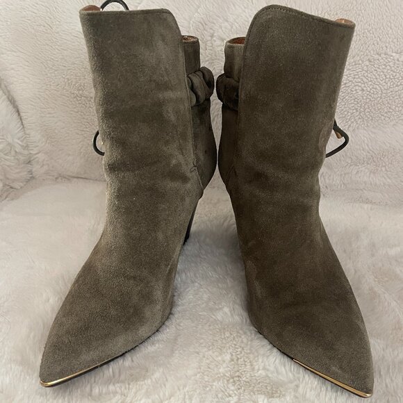 Tory Burch Lila Green Leather (Suede) Women's Bootie Size: 5.5 - Picture 3 of 16